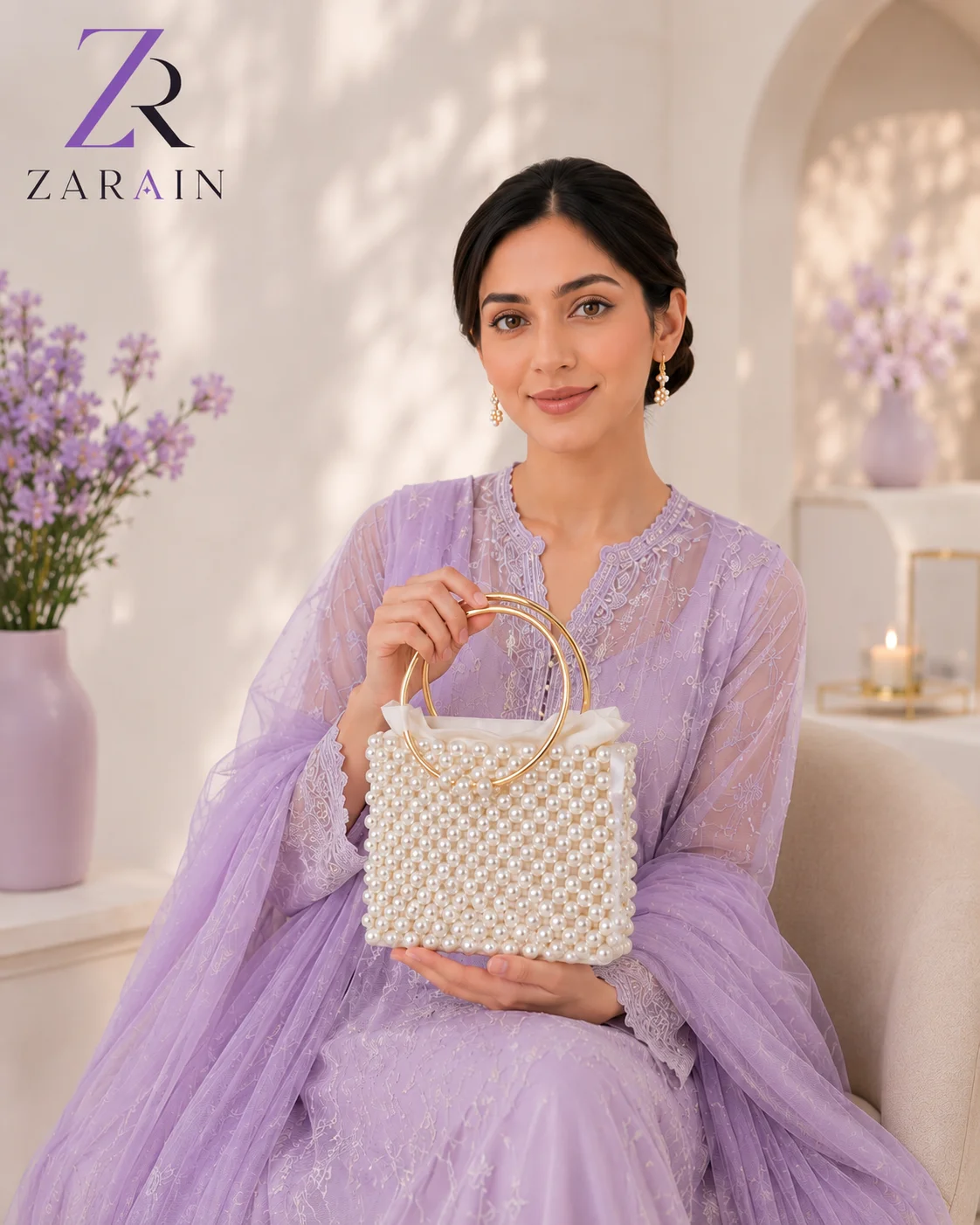 Luna Luxe Handmade Pearl Handbag